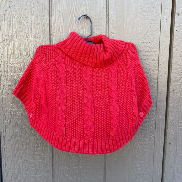 Carter's Other - Carter’s toddler girls size 3T Christmas red turtleneck cable poncho